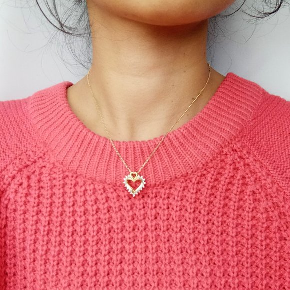 (SOLD) 14K Yellow Gold Heart Shaped x17 Diamond Pendant Necklace - Picture 13 of 13